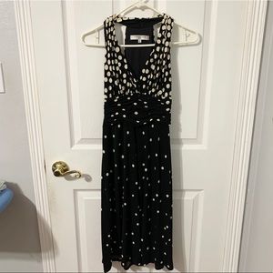 Polka Dotted V Neck Halter Midi Dress